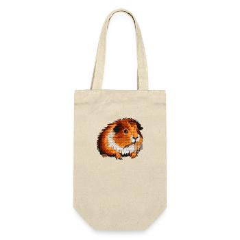 Meerschweinchen in 8 Bit Pixel Optik - Geschenkbeutel für Flaschen - Natur - Vorne