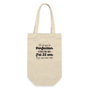 22 ans de perfection / cadeau anniversaire 22 ans - Sac à bouteille - nature - Devant