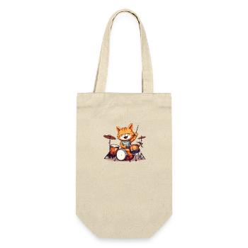 Schlagzeug Schlagzeuger Katze Drums Band Lustig - Geschenkbeutel für Flaschen - Natur - Vorne