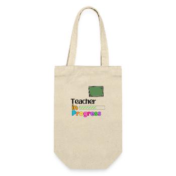 Teacher In progress Perfect Gift - Gift Bag for Bottles - nature - Front