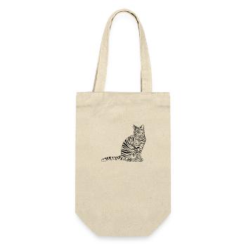 Black silhouette of a cat. - Geschenkbeutel für Flaschen - Natur - Vorne