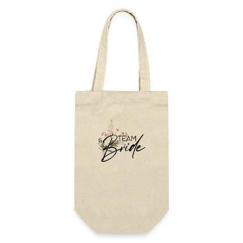 Team Braut, Prost, JGA, Mädelstrip, Zukünftige - Geschenkbeutel für Flaschen - Natur - Vorne