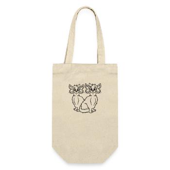 2 Cats Girls Women Girlfriends Bow Team - Gift Bag for Bottles - nature - Front