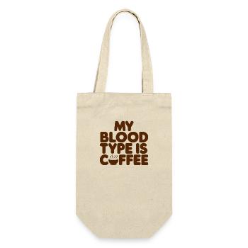Meine Blutgruppe ist Kaffee - Geschenkbeutel für Flaschen - Natur - Vorne