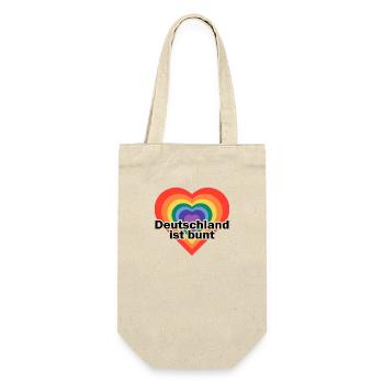 Deutschland ist bunt Herz in Regenbogen Farben - Geschenkbeutel für Flaschen - Natur - Vorne
