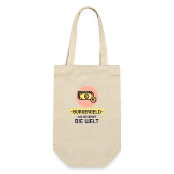 Bürgergeld und Dir gehört die Welt! - Geschenkbeutel für Flaschen - Natur - Vorne