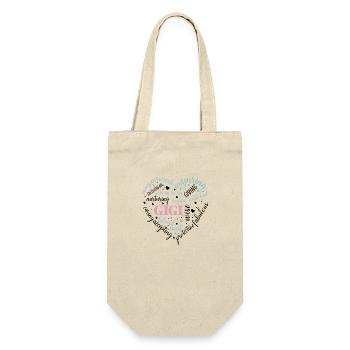 Mother's Day Heart 4 - Gift Bag for Bottles - nature - Front