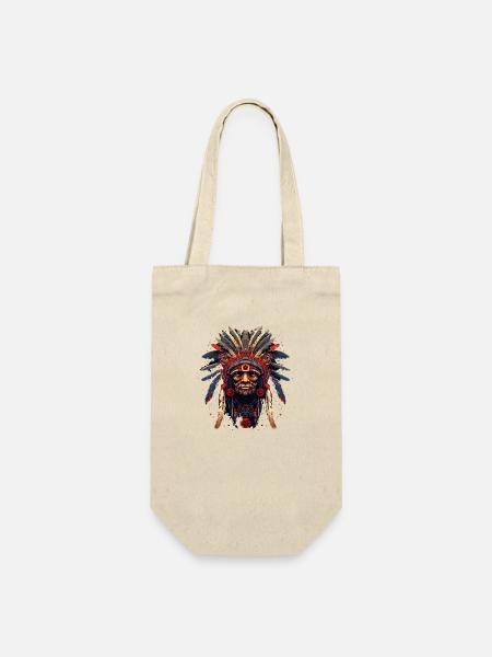 Indianer Häuptling Indianer Kopf Ureinwohner - Geschenkbeutel für Flaschen - Natur