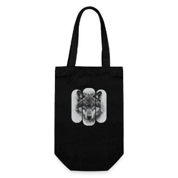 triptych Black and White Wolf - Gift Bag for Bottles - black - Front