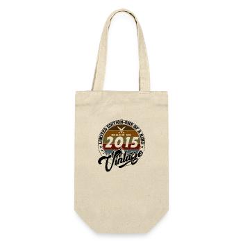 Eleganter Vintage: 2015 Retro Geschenk 2015 2025 - Geschenkbeutel für Flaschen - Natur - Vorne