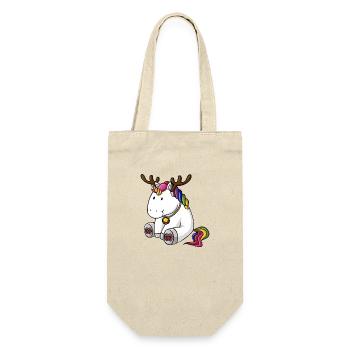Weihnachts Einhorn - Geschenkbeutel für Flaschen - Natur - Vorne