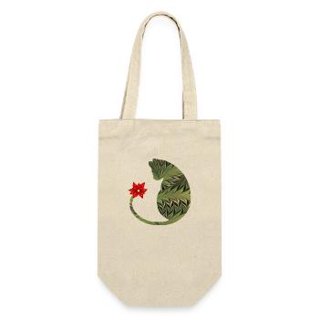 katze mit blume e 101 - Geschenkbeutel für Flaschen - Natur - Vorne