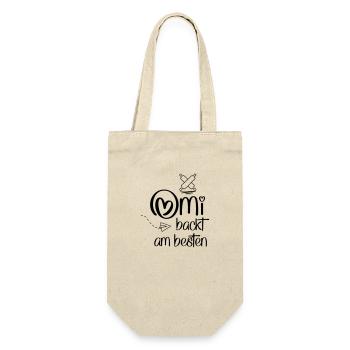 Omi backt am besten - Geschenkbeutel für Flaschen - Natur - Vorne