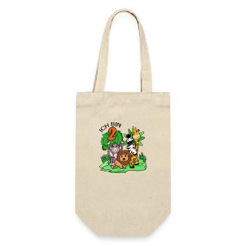 2. Geburtstag - Ich bin 2 - Tiere Wildnis - Geschenkbeutel für Flaschen - Natur - Vorne