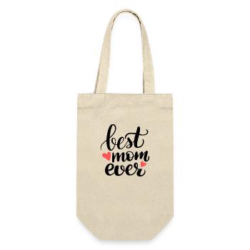 Best mom 23 - Geschenkbeutel für Flaschen - Natur - Vorne