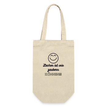 Lachen ist wie zaubern Können - Geschenkbeutel für Flaschen - Natur - Vorne