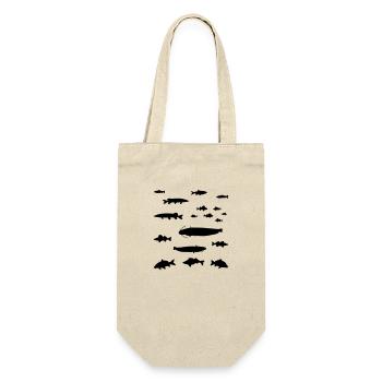 Viele Fische - Anglergeschenk, Angeln - Geschenkbeutel für Flaschen - Natur - Vorne