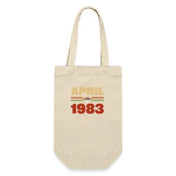 40. Geburtstag April Jahrgang 1983 Geschenkidee - Geschenkbeutel für Flaschen - Natur - Vorne