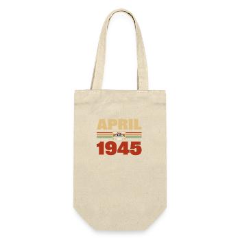 78. Geburtstag April Jahrgang 1945 Geschenkidee - Geschenkbeutel für Flaschen - Natur - Vorne