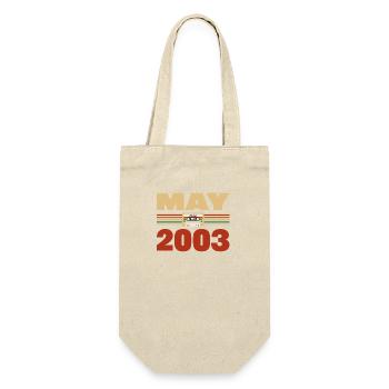 20. Geburtstag Mai Jahrgang 2003 Geschenkidee - Geschenkbeutel für Flaschen - Natur - Vorne