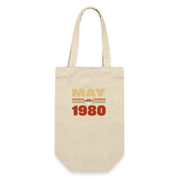 43. Geburtstag Mai Jahrgang 1980 Geschenkidee - Geschenkbeutel für Flaschen - Natur - Vorne