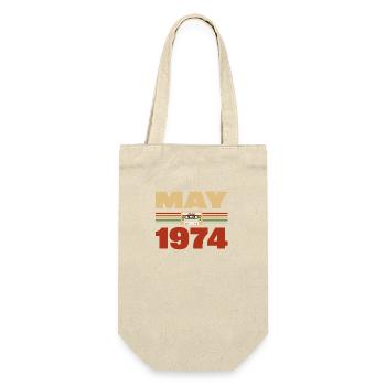 49. Geburtstag Mai Jahrgang 1974 Geschenkidee - Geschenkbeutel für Flaschen - Natur - Vorne