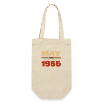 68. Geburtstag Mai Jahrgang 1955 Geschenkidee - Geschenkbeutel für Flaschen - Natur - Vorne