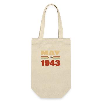 80. Geburtstag Mai Jahrgang 1943 Geschenkidee - Geschenkbeutel für Flaschen - Natur - Vorne