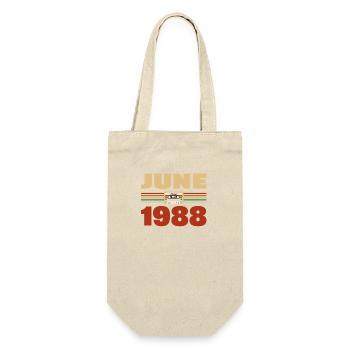 35. Geburtstag Juni Jahrgang 1988 Geschenkidee - Geschenkbeutel für Flaschen - Natur - Vorne