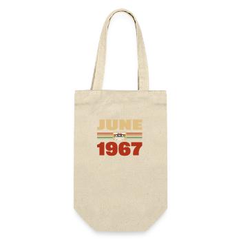 56. Geburtstag Juni Jahrgang 1967 Geschenkidee - Geschenkbeutel für Flaschen - Natur - Vorne