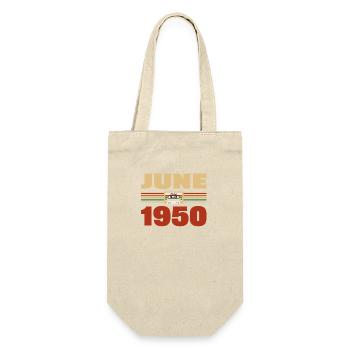 73. Geburtstag Juni Jahrgang 1950 Geschenkidee - Geschenkbeutel für Flaschen - Natur - Vorne