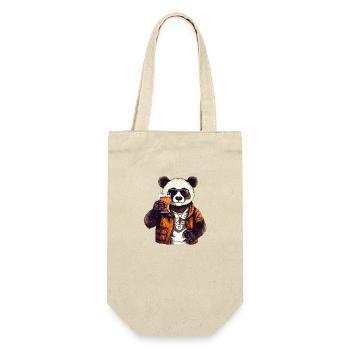 Panda Beer Bier Bär Lustig Humor Party Feiern - Geschenkbeutel für Flaschen - Natur - Vorne