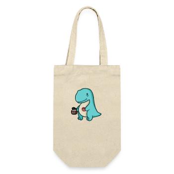 hugadino dino with coffee addiction, cute dinosaur - Gift Bag for Bottles - nature - Front