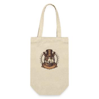 Steampunk Hund 2 - Geschenkbeutel für Flaschen - Natur - Vorne
