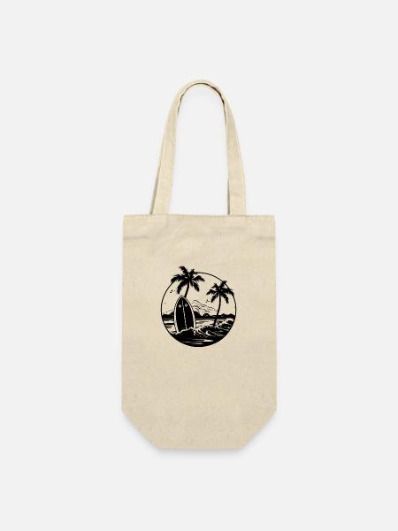 Reite die Wellen mit deinem Surfbrett - Geschenkbeutel für Flaschen - Natur