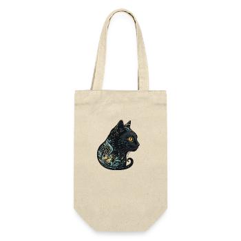 Katzenkopf Schwarze Katze Bombay Happy Cat Katzen - Geschenkbeutel für Flaschen - Natur - Vorne