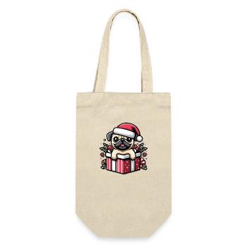 Carlin Dans Cadeau Chien Noël Festif Père Noël Chapeau - Sac à bouteille - nature - Devant