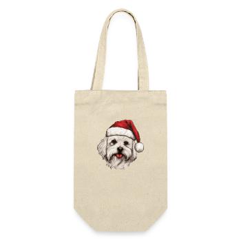 Malteser Hund Weihnachten Kopf - Geschenkbeutel für Flaschen - Natur - Vorne