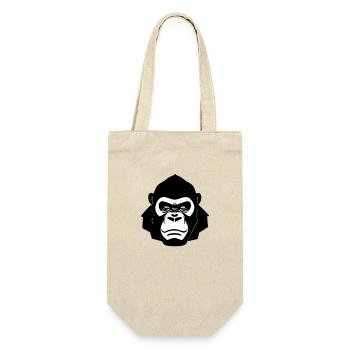 Harter Gorilla im Cartoon Stil - Geschenkbeutel für Flaschen - Natur - Vorne