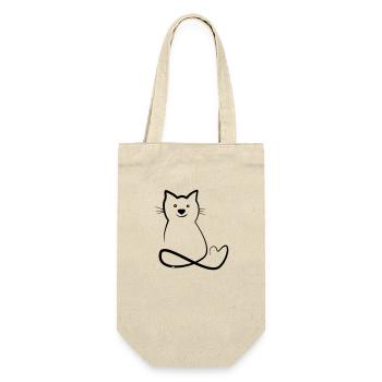 Katze/Cat Love Bo-Grafik - Geschenkbeutel für Flaschen - Natur - Vorne