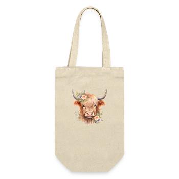 Personalised Scottish Highland Cow Gift For Girls - Gift Bag for Bottles - nature - Front