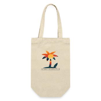 Tropisches T-Shirt: Palme und Sonnenuntergang - Geschenkbeutel für Flaschen - Natur - Vorne