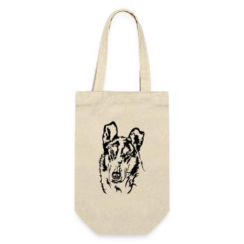 Kurzhaar Collie Portrait Hunde Hund Wilsigns - Geschenkbeutel für Flaschen - Natur - Vorne
