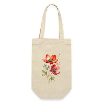Fiery Elegance: A Red Anemone Blooms in Watercolor - Gift Bag for Bottles - nature - Front