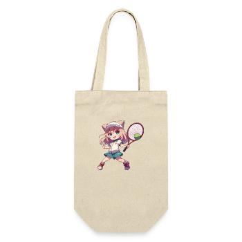 Sporty cat: tennis player - Gift Bag for Bottles - nature - Front
