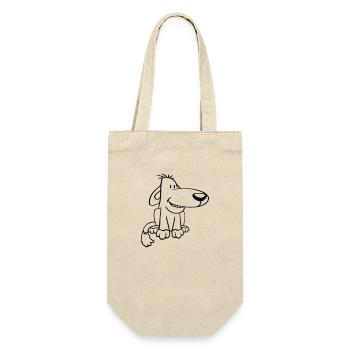 Chien Assis Mignon Drôle Heureux Comique Animal de compagnie - Sac à bouteille - nature - Devant