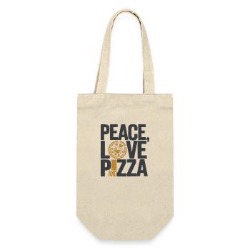 Frieden, Liebe und Pizza - Geschenkbeutel für Flaschen - Natur - Vorne