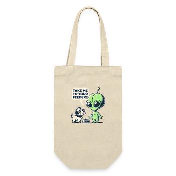 Funny Alien and Dog Cartoon - Take Me to Your Feed - Gift Bag for Bottles - nature - Front
