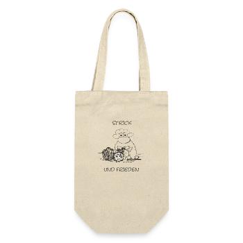 Strick und Frieden – Humor mit Haltung - Geschenkbeutel für Flaschen - Natur - Vorne