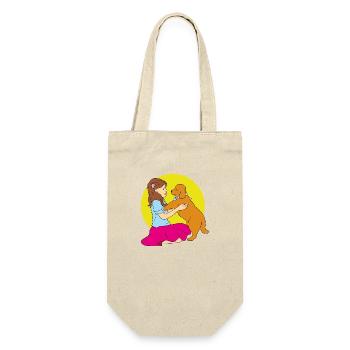 Girl playing with a dog - Gift Bag for Bottles - nature - Front